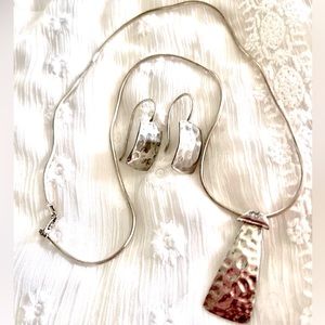 Silpada Vintage Rare Sterling Silver Hammered Pendant Necklace